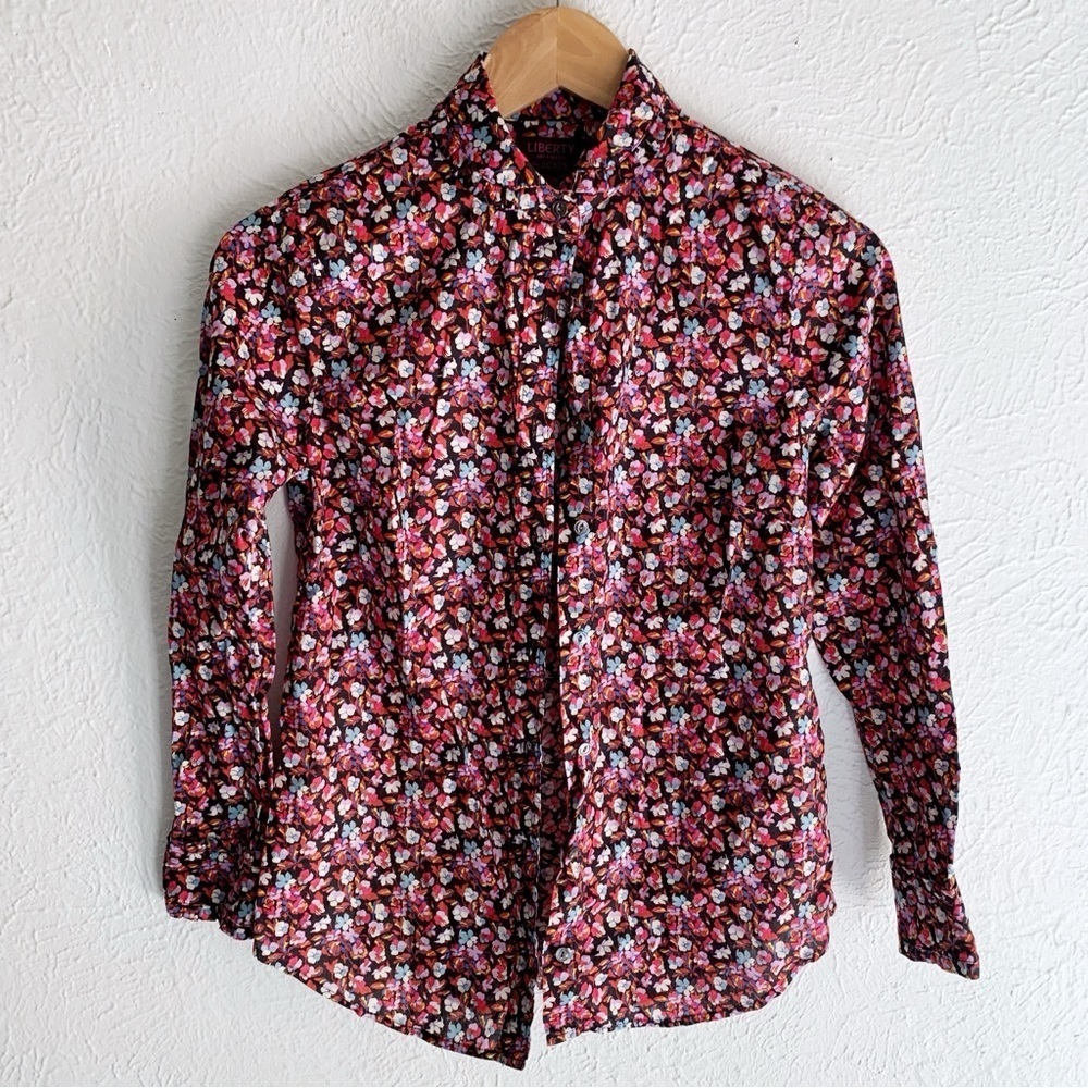 J. Crew Liberty Art Fabric Button Down Ruffle Blouse Sz 00 - Picture 1 of 5